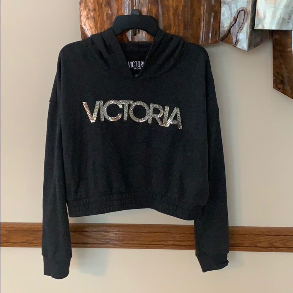 Victoria Sport Sexy Gray Cropped Hoodie Super Cute